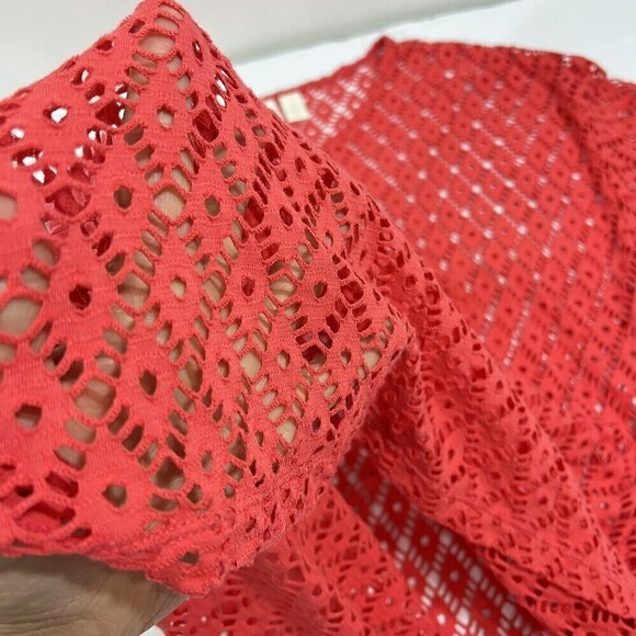 Chico’s Women Open Knit sweater Pullover Cover up Coral/ Orange Size 2 - Picture 6 of 11